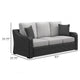 Ashley Tira Outdoor Sofa 83 Inch 2 Accent Pillows Gray Black Woven Wicker BM332206