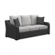 Ashley Tira Outdoor Sofa, 83 Inch, 2 Accent Pillows, Gray, Black Woven Wicker