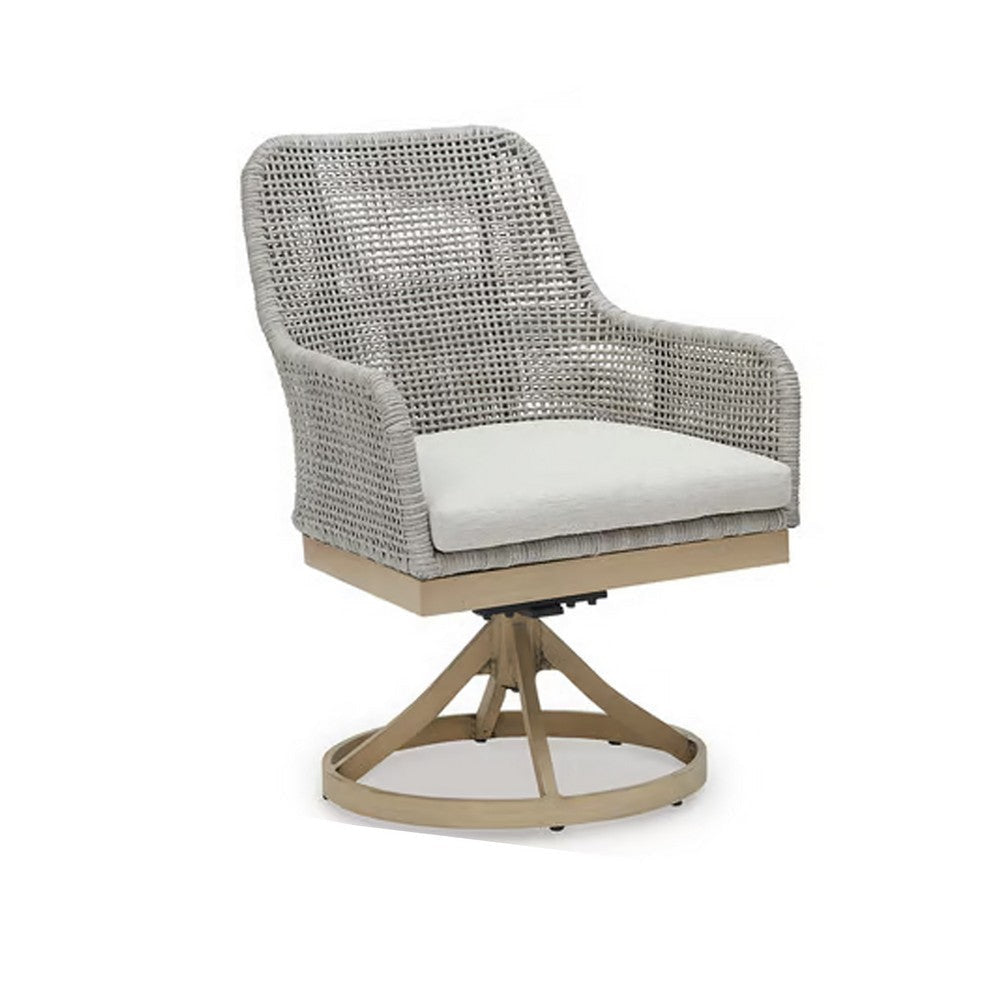 Ashley Yami Outdoor Swivel Chair Set of 2, Gray Resin Wicker, Nuvella Seats