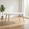 Ashley Yami Outdoor Dining Table, 80 Inch Oval Faux White Stone Top, Brown