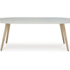 Ashley Yami Outdoor Dining Table 80 Inch Oval Faux White Stone Top Brown BM332208