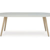 Ashley Yami Outdoor Dining Table, 80 Inch Oval Faux White Stone Top, Brown