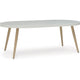 Ashley Yami Outdoor Dining Table, 80 Inch Oval Faux White Stone Top, Brown