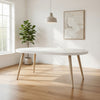 Ashley Yami Outdoor Dining Table, 80 Inch Oval Faux White Stone Top, Brown