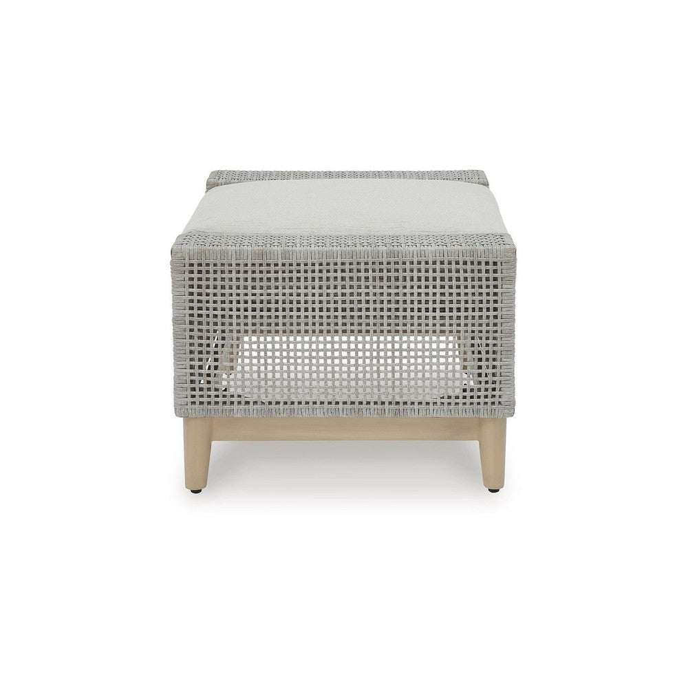 Ashley Yami Outdoor Ottoman 35 Inch Gray Woven Resin Wicker Cushioned Seat BM332209