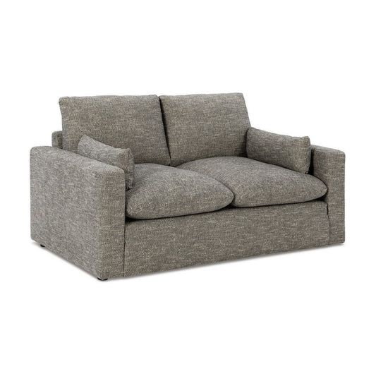 Ashley Yezi Loveseat, 64 Inch, 2 Pillows, Granite Gray Polyester, Foam Fill