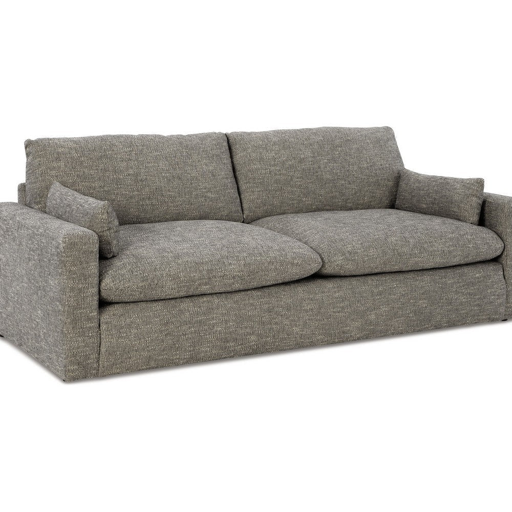 Ashley Yezi Loveseat, 90 Inch, 2 Pillows, Granite Gray Polyester, Foam Fill