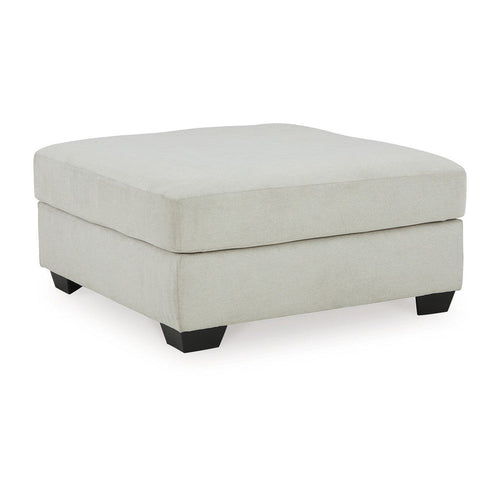 Ashley Accent Ottoman, 42 Inch Classic Square Seat, Light Gray Polyester