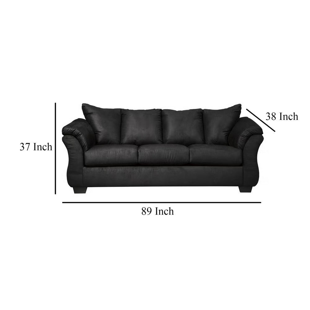 Ashley Dari Sofa Classic Black Polyester Foam Pillow Top Arms 89 Inch