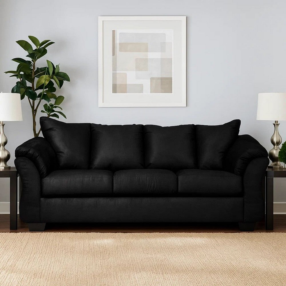 Ashley Dari Sofa, Classic Black Polyester, Foam Pillow Top Arms, 89 Inch