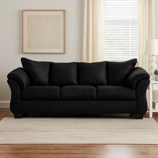 Ashley Dari Sofa, Classic Black Polyester, Foam Pillow Top Arms, 89 Inch