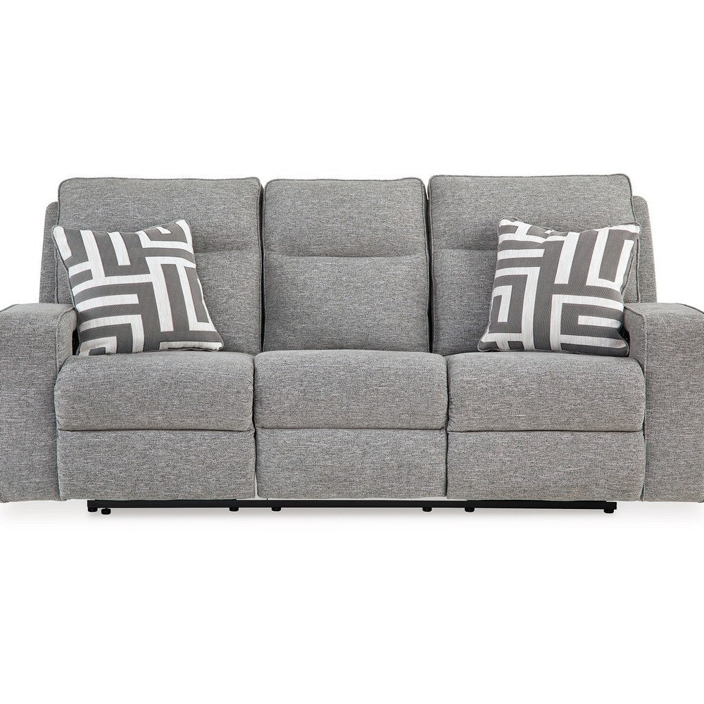 Ashley Cloe Power Reclining Sofa Gray Performance Nuvella 2 Pillows 88 Inch BM332242