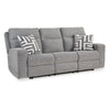 Ashley Cloe Power Reclining Sofa Gray Performance Nuvella 2 Pillows 88 Inch BM332242