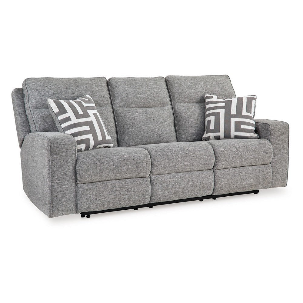 Ashley Cloe Power Reclining Sofa Gray Performance Nuvella 2 Pillows 88 Inch BM332242