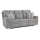 Ashley Cloe Power Reclining Sofa Gray Performance Nuvella 2 Pillows 88 Inch BM332242