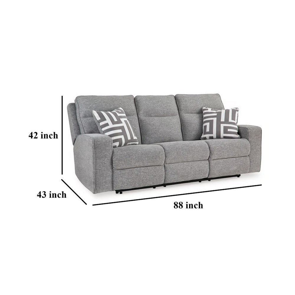 Ashley Cloe Power Reclining Sofa Gray Performance Nuvella 2 Pillows 88 Inch BM332242
