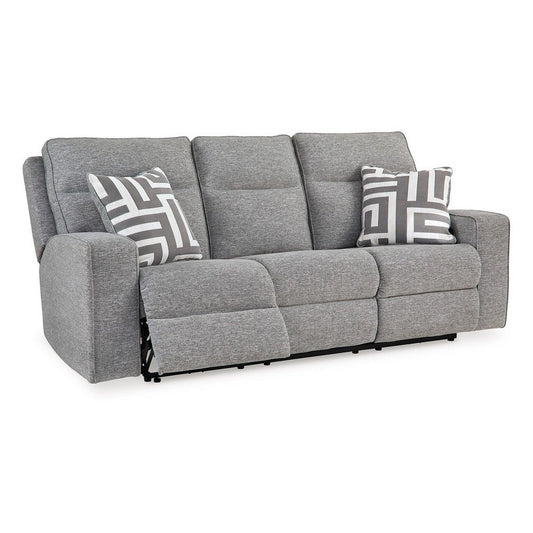 Ashley Cloe Power Reclining Sofa, Gray Performance Nuvella, 2 Pillows 88 Inch