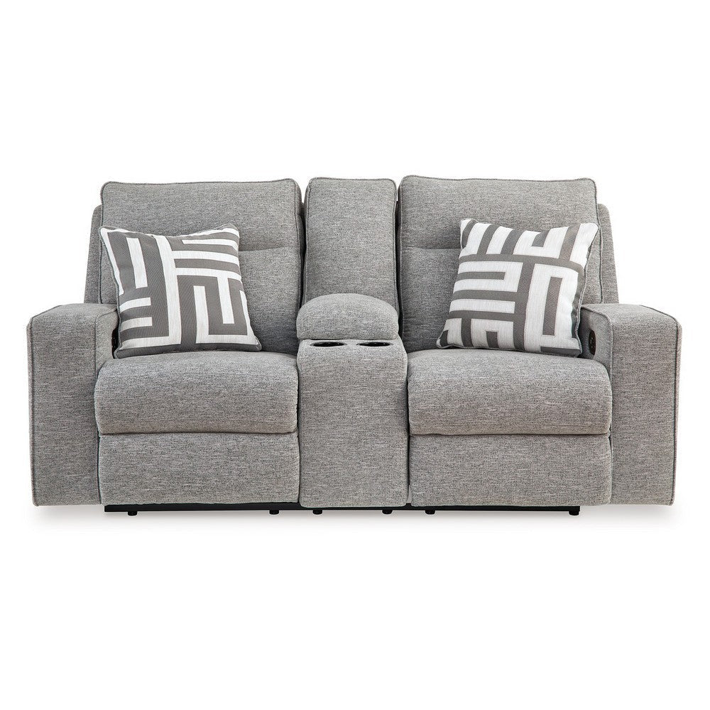 Ashley Cloe Power Reclining Loveseat Gray Performance Nuvella 2 Pillows BM332243