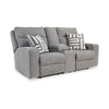 Ashley Cloe Power Reclining Loveseat Gray Performance Nuvella 2 Pillows BM332243