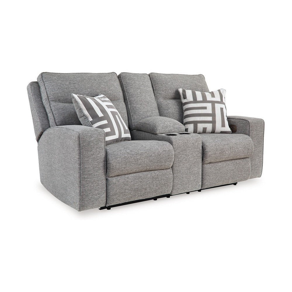 Ashley Cloe Power Reclining Loveseat Gray Performance Nuvella 2 Pillows BM332243