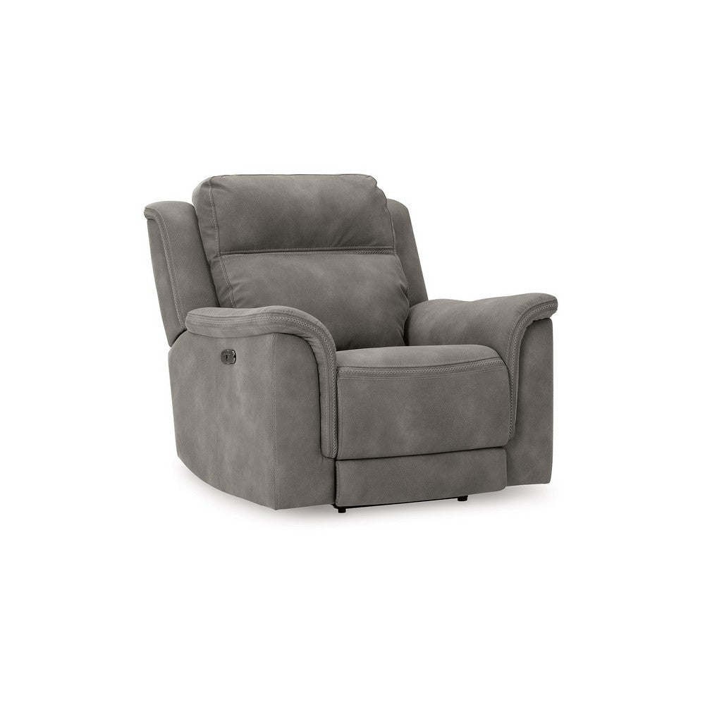 Ashley Corbin Power Recliner Chair Zero Draw USB Slate Gray Faux Leather BM332248