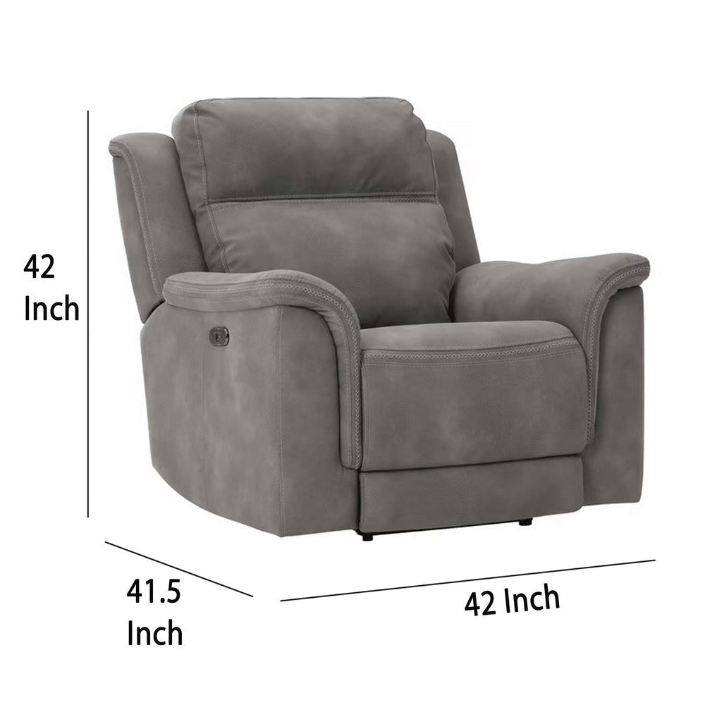 Ashley Corbin Power Recliner Chair Zero Draw USB Slate Gray Faux Leather BM332248
