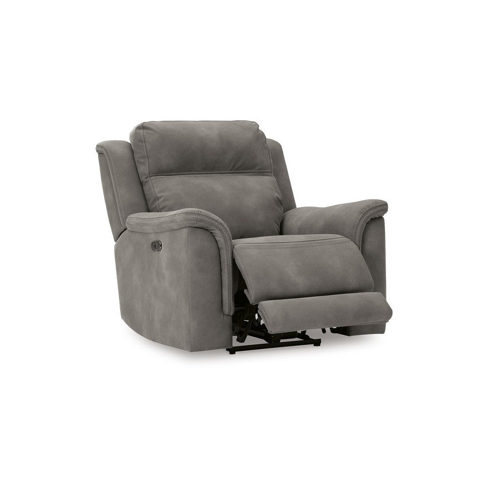 Ashley Corbin Power Recliner Chair, Zero Draw USB, Slate Gray Faux Leather