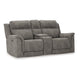 Ashley Corbin Power Recliner Loveseat in Slate Gray Faux Leather w Cupholders BM332249