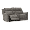 Ashley Corbin Power Recliner Loveseat in Slate Gray Faux Leather w Cupholders