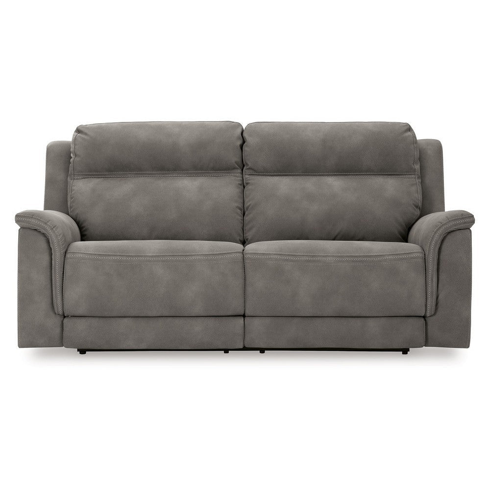 Ashley Corbin Power Recliner Sofa Zero Draw USB Slate Gray Faux Leather BM332250