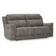 Ashley Corbin Power Recliner Sofa Zero Draw USB Slate Gray Faux Leather BM332250
