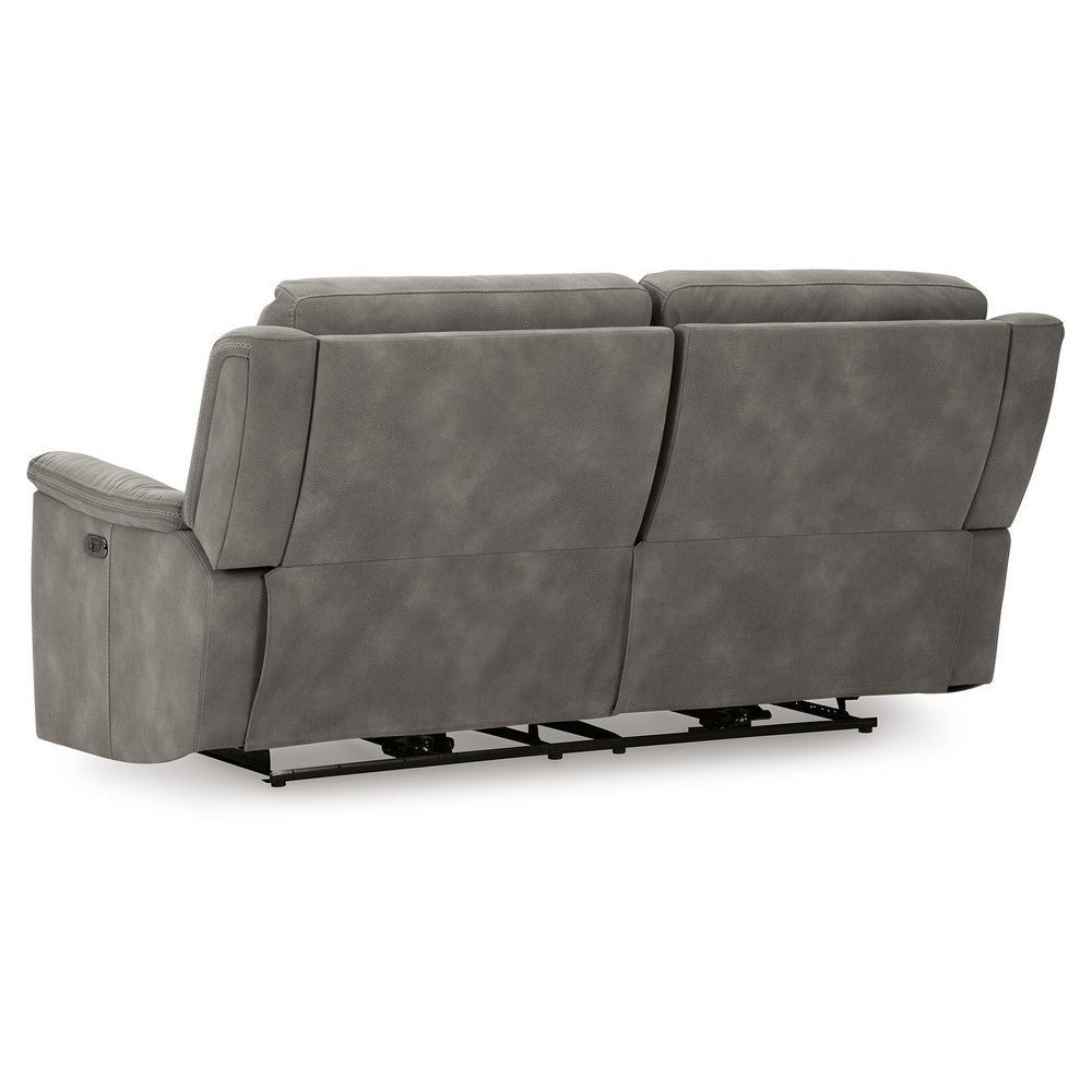 Ashley Corbin Power Recliner Sofa Zero Draw USB Slate Gray Faux Leather BM332250
