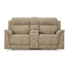 Ashley Corbin Power Recliner Loveseat Sand Brown Faux Leather Cupholders