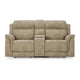 Ashley Corbin Power Recliner Loveseat Sand Brown Faux Leather Cupholders