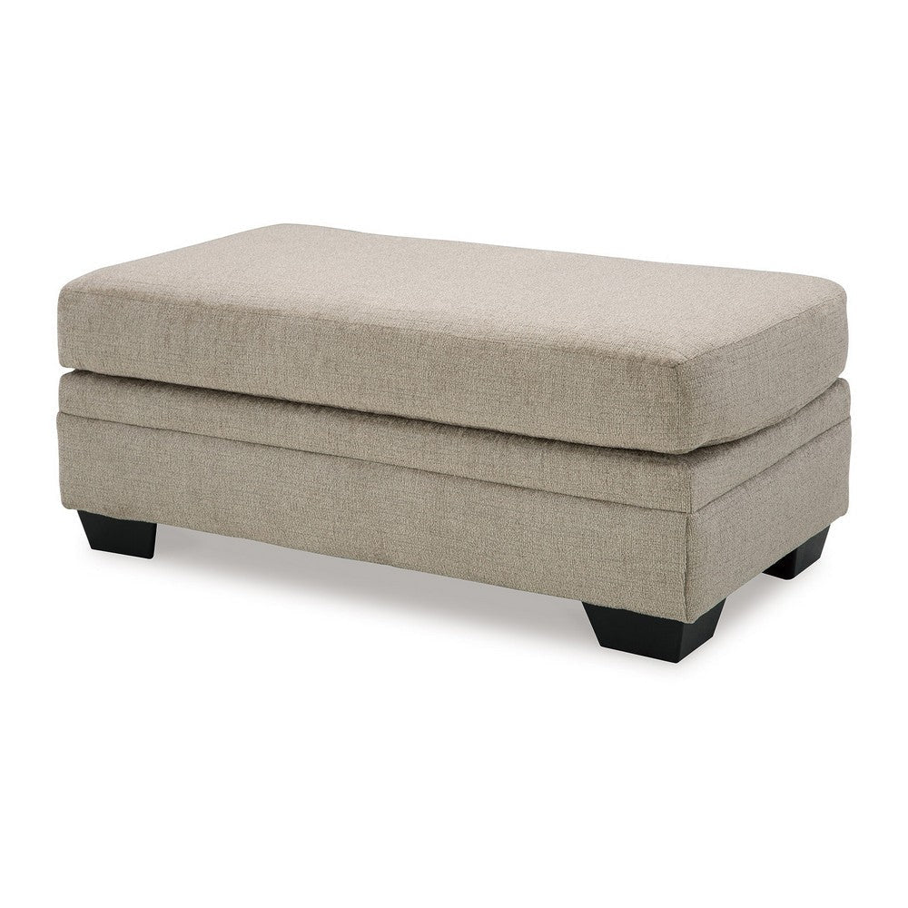 Ashley Ead Ottoman Bench 44 Inch Soft Taupe Brown Polyester Faux Wood Legs BM332252