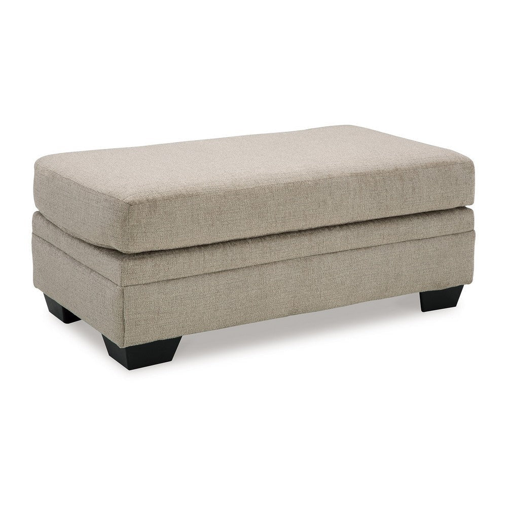 Ashley Ead Ottoman Bench, 44 Inch Soft Taupe Brown Polyester, Faux Wood Legs