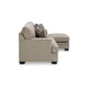 Ashley Ead Sectional Sofa Reversible Chaise, 4 Pillows, Taupe Brown Polyester