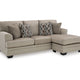 Ashley Ead Sectional Sofa Reversible Chaise, 4 Pillows, Taupe Brown Polyester
