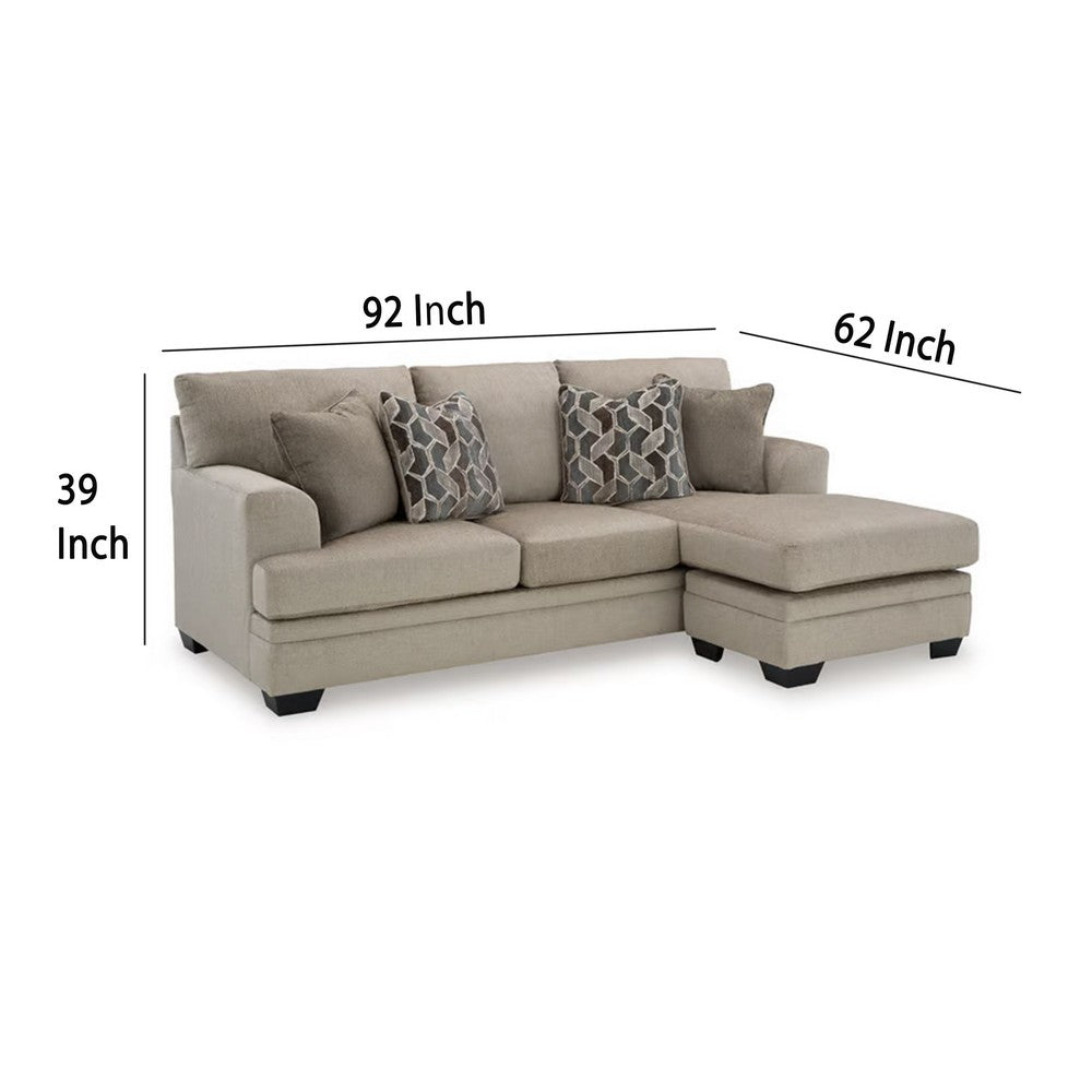 Ashley Ead Sectional Sofa Reversible Chaise, 4 Pillows, Taupe Brown Polyester