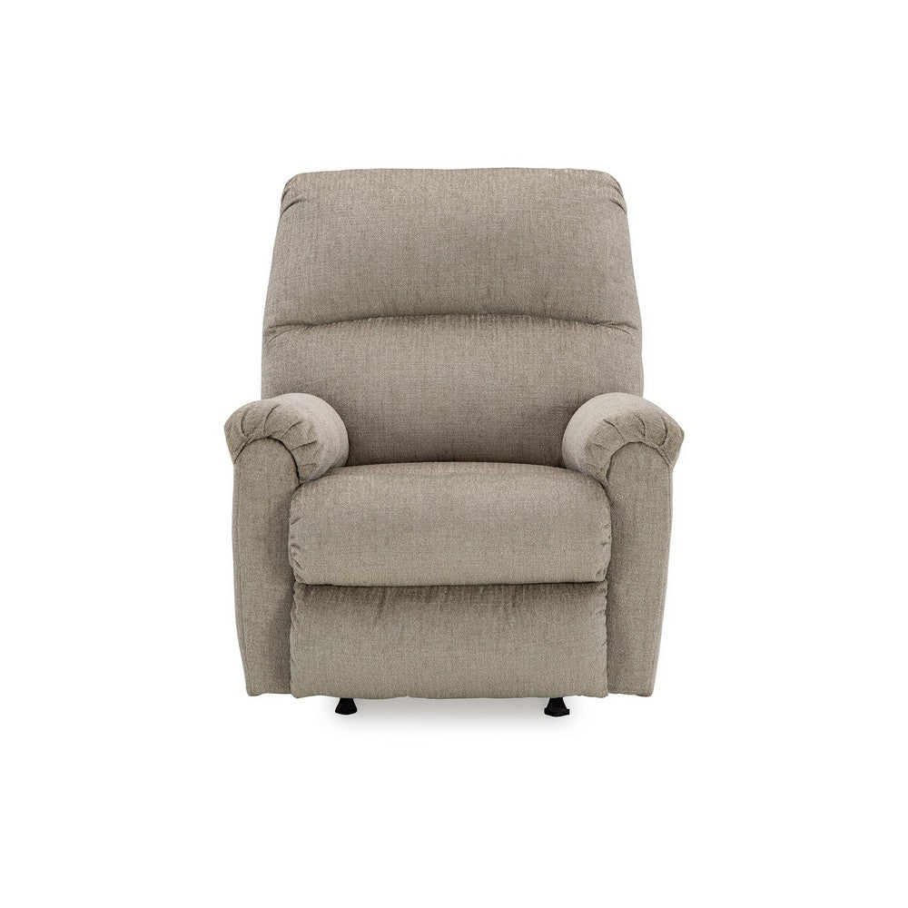 Ashley Ead Manual Rocker Recliner Chair, Plush Cushion Taupe Brown Polyester
