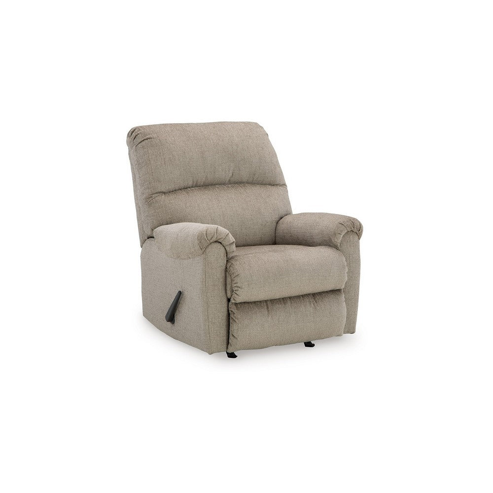 Ashley Ead Manual Rocker Recliner Chair, Plush Cushion Taupe Brown Polyester