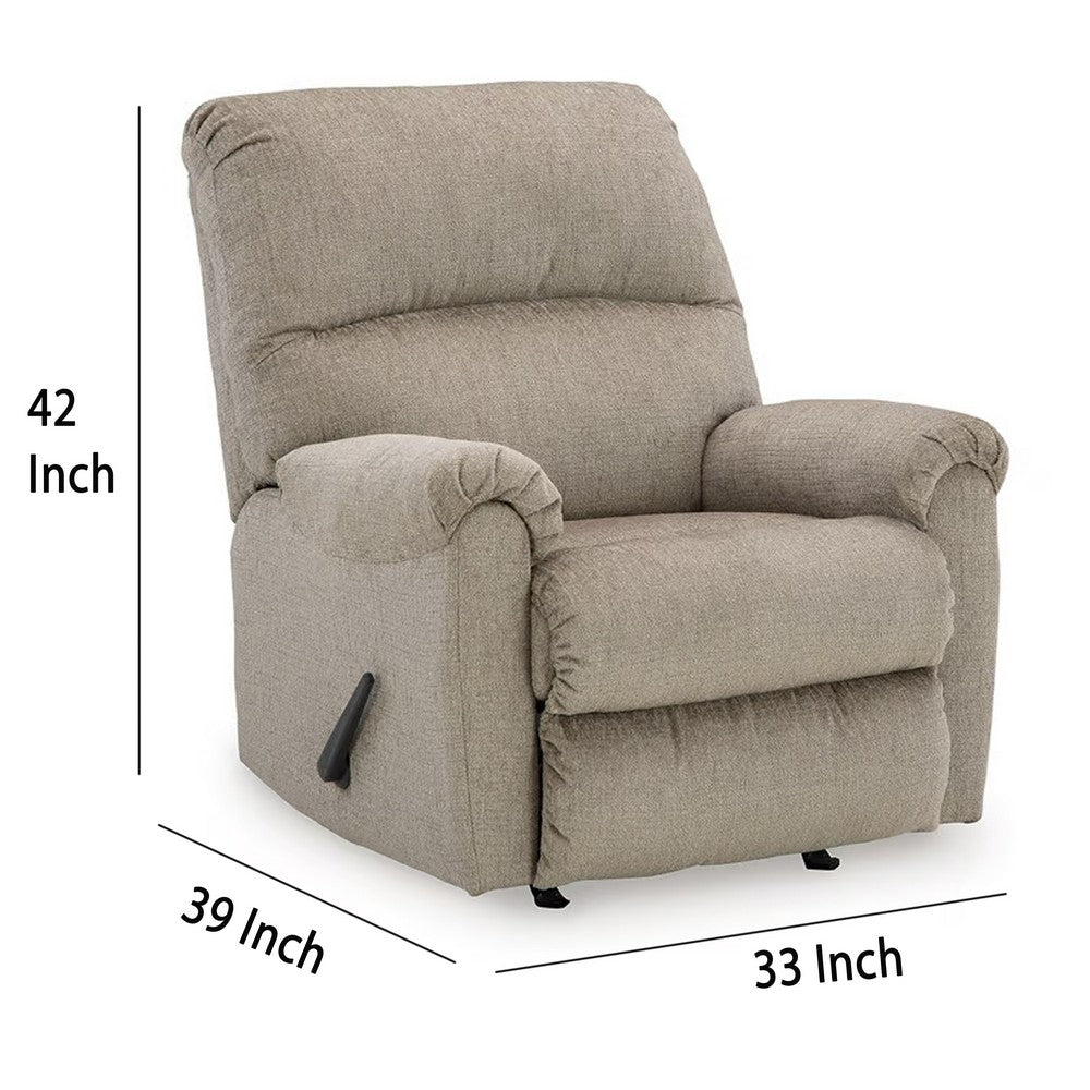 Ashley Ead Manual Rocker Recliner Chair, Plush Cushion Taupe Brown Polyester