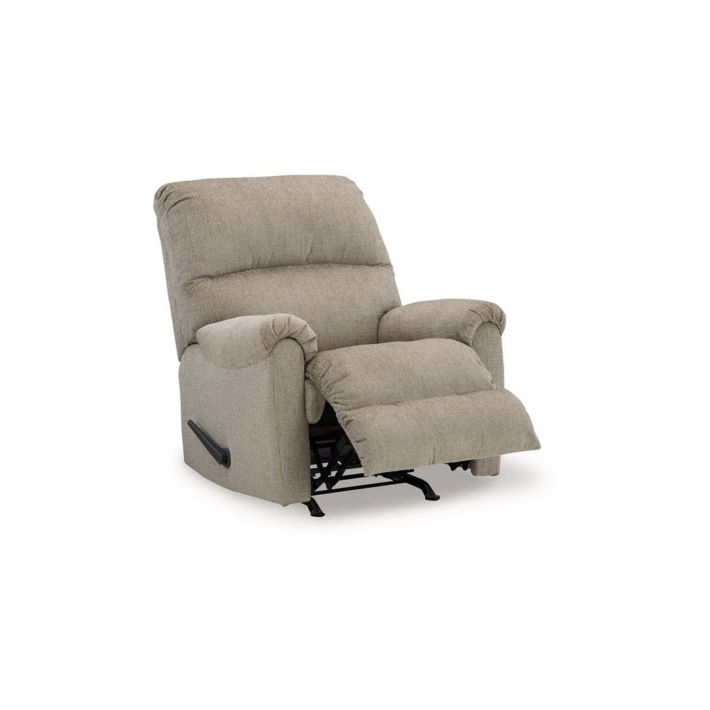 Ashley Ead Manual Rocker Recliner Chair, Plush Cushion Taupe Brown Polyester