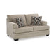 Ashley Ead Loveseat, 2 Accent Pillows, Taupe Brown Polyester, Sag Resistant