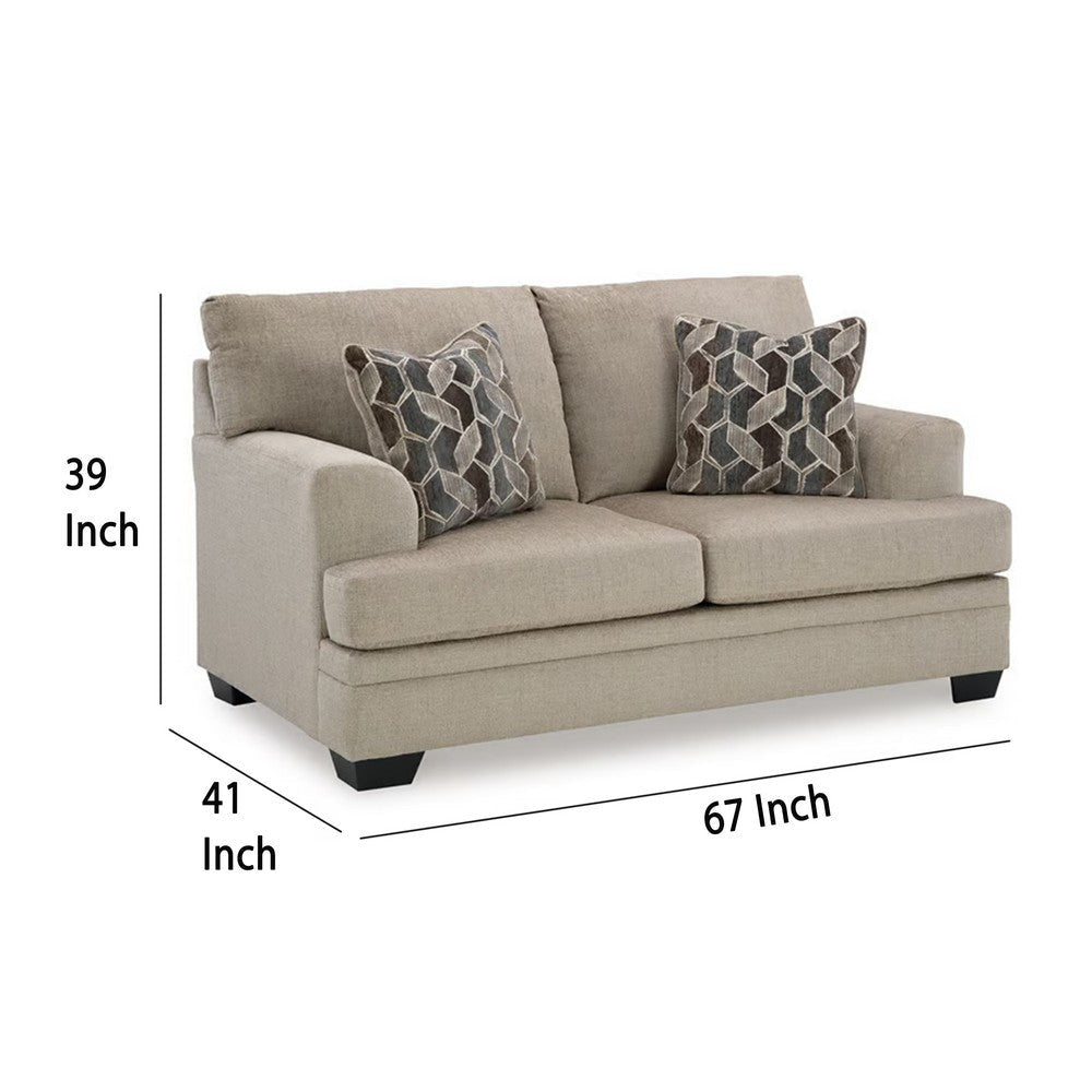 Ashley Ead Loveseat 2 Accent Pillows Taupe Brown Polyester Sag Resistant BM332256