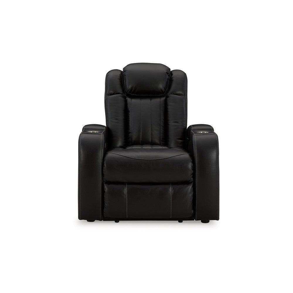 Ashley Aven Power Recliner Chair Premium Features Midnight Blue Faux Leather BM332259