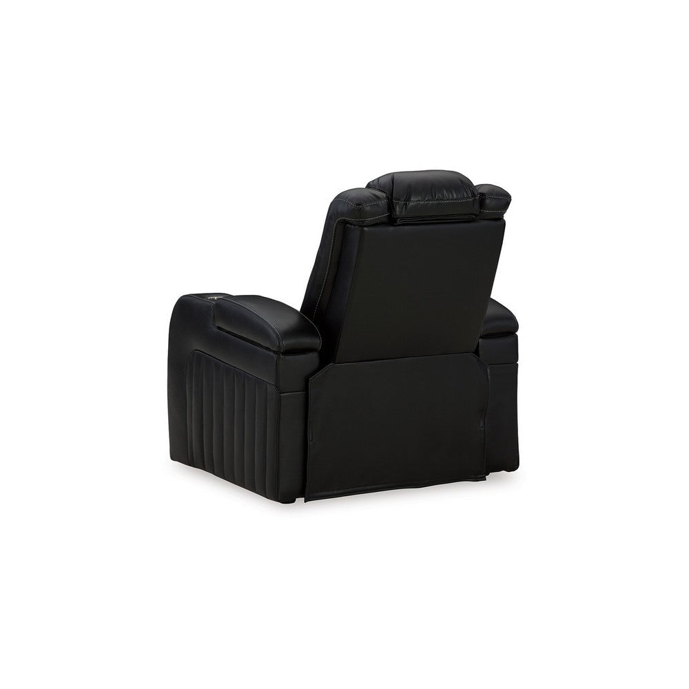Ashley Aven Power Recliner Chair Premium Features Midnight Blue Faux Leather BM332259