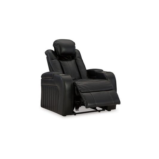 Ashley Aven Power Recliner Chair, Premium Features Midnight Blue Faux Leather