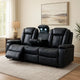 Ashley Aven Power Recliner Sofa, LED, Midnight Blue Faux Leather, 86 Inch