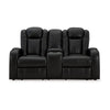 Ashley Aven Power Recliner Loveseat LED Midnight Blue Faux Leather 75 Inch BM332261